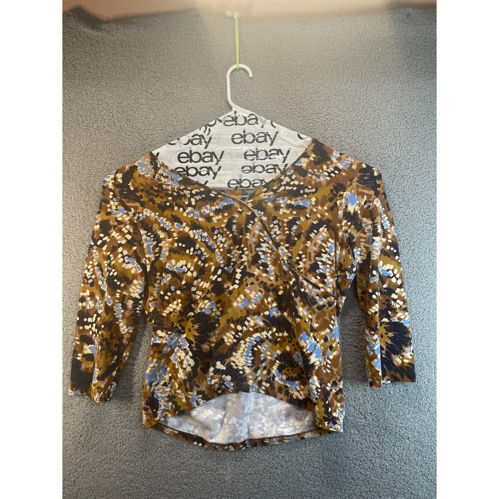 Ruby Rd. Size XL Brown‎ Print Pattern 3/4 Sleeve Pullover Blouse XL